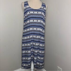 Kavu Jocelyn navy blue & white southwestern print racerback dress size Medium